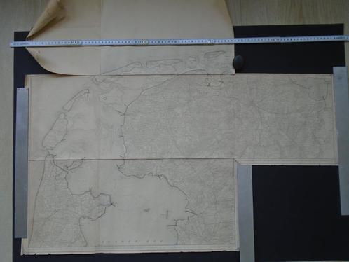 Stafkaart Zuiderzee Wadden topografische kaart 1903 antiek, Boeken, Atlassen en Landkaarten, Landkaart, Nederland, 1800 tot 2000