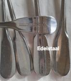 Bestek edelstaal 18/8 roestvrij lepels brede gladde handvatt, Ophalen of Verzenden, Gebruikt, Rvs of Chroom