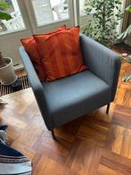 Grijze/blauwe fauteuil met eventueel kussens, Huis en Inrichting, Fauteuils, Ophalen, Minder dan 75 cm, Zo goed als nieuw, 75 tot 100 cm