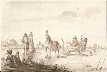 Zwolle Gerrit Grasorp Winterscene met arreslee 2e helft 18e  beschikbaar voor biedingen