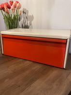 Retro Broodtrommel Oranje/Wit, Ophalen of Verzenden, Gebruikt