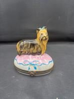 Porselein snuifdoos pillendoos Limoges terrier. Vintage, Ophalen of Verzenden