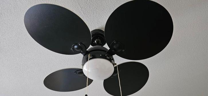 Jan de Bouvrie Plafondventilator, Huis en Inrichting, Lampen | Plafondlampen, Gebruikt, Kunststof, Metaal, Ophalen