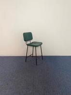 6 x Barkruk Satelliet, donkergroen leder, zwart frame, Ophalen, Met voetsteun, 60 tot 90 cm, Metaal