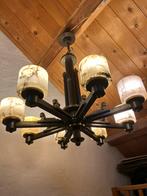 Art Deco kroonluchter met witte albasten kappen, jaren 1920., Ophalen