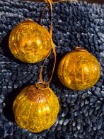 3 oude goudkleurige glazen heksen kerstballen, Antiek en Kunst, Ophalen of Verzenden