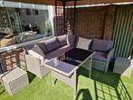 Tuinset loungeset incl.tafel, krukjes en kussens, Ophalen, Gebruikt