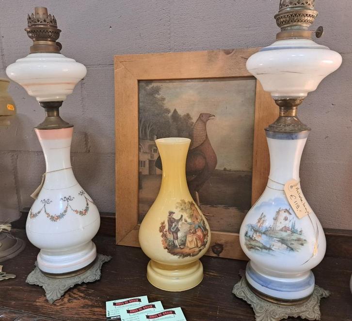 Antieke staande of hangende olielamp originele oude lampen, Antiek en Kunst, Antiek | Lampen, Ophalen