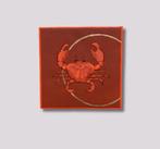 Handgeschilderd tegeltje met krab - Uniek kunstwerk!, Antiek en Kunst, Ophalen of Verzenden