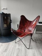 Leren vlinder stoel / bruine vlinderstoel, Huis en Inrichting, Stoelen, Ophalen, Zo goed als nieuw, Bruin, Eén