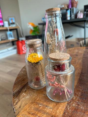 3 Vaasjes met Droogbloemen beschikbaar voor biedingen