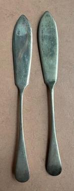 Twee antieke botermessen, verzilverd, 20 cm, Antiek en Kunst, Ophalen of Verzenden