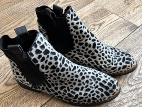 Platte enkel laarsjes met vacht print - 38 - Sacha, Kleding | Dames, Schoenen, Gedragen, Zwart, Ophalen of Verzenden
