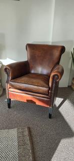 Fauteuil schapenleer - IN PRIJS VERLAAGD, Ophalen, Zo goed als nieuw, Antiek Klassiek Schapenleer, 75 tot 100 cm