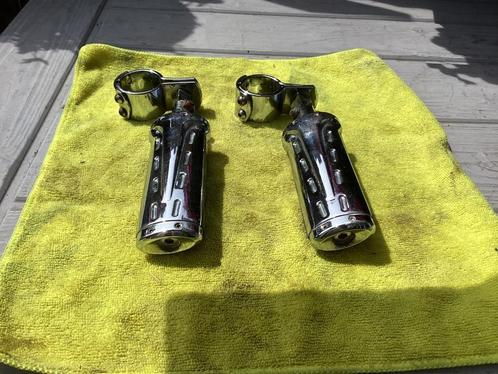 Highway steps pegs chrome en rubber voor valbeugel, Motoren, Onderdelen | Merk-onafhankelijk, Gebruikt, Ophalen of Verzenden