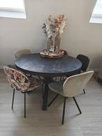 Zwarte ronde eettafel, Huis en Inrichting, Tafels | Eettafels, Ophalen, Rond, 100 tot 150 cm, 100 tot 150 cm