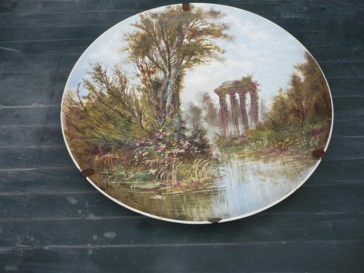 Uniek antiek wandbord wagenwiel 51 cm gekramt, Antiek en Kunst, Antiek | Keramiek en Aardewerk, Ophalen of Verzenden