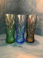 Coca-Cola glas Groen, Blauw, Bruin, 3 stuks, Blauw, Ophalen of Verzenden, Minder dan 50 cm, Glas