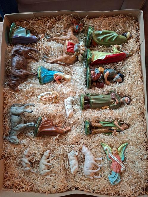 Oude Marolin kerstgroep papier maché grote beelden kerststal, Diversen, Kerst, Ophalen of Verzenden