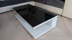 Witte salontafel met zwarte glasplaat - 120x60x32cm, Ophalen, 100 tot 150 cm, 50 tot 100 cm, Zo goed als nieuw