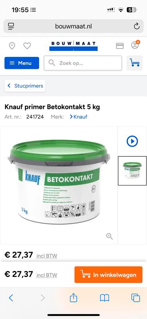 Knauf Betokontakt - Hechtprimer voor Stuc, Doe-het-zelf en Verbouw, Verf, Beits en Lak, Nieuw, Verf, 5 tot 10 liter, Rood, Ophalen