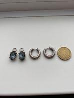 Ti sento zilveren creolen met grijze hangertjes, Verzenden, Zo goed als nieuw, Zilver