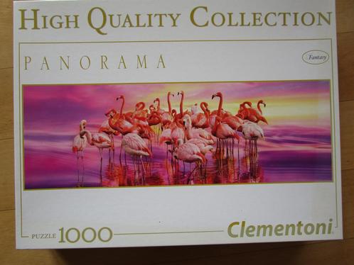 Clementoni - panorama legpuzzel Flamingos - 1000 stukjes, Hobby en Vrije tijd, Denksport en Puzzels, Zo goed als nieuw, Legpuzzel