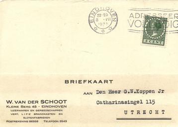 W. van der Schoot, Eindhoven - 07.1935 - briefkaart beschikbaar voor biedingen