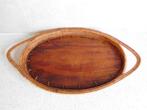 Dienblad 37x23 cm. Hout en Riet gevlochten, Ophalen of Verzenden, Zo goed als nieuw, Ovaal, Hout
