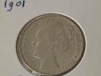 Zilveren gulden wilhelmina 1901, Postzegels en Munten, Munten | Nederland, Ophalen of Verzenden, Koningin Wilhelmina, 1 gulden