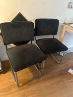 Zwarte Ribfluweel Stoel, Huis en Inrichting, Stoelen, Zwart, Ophalen of Verzenden, Zo goed als nieuw, Eén