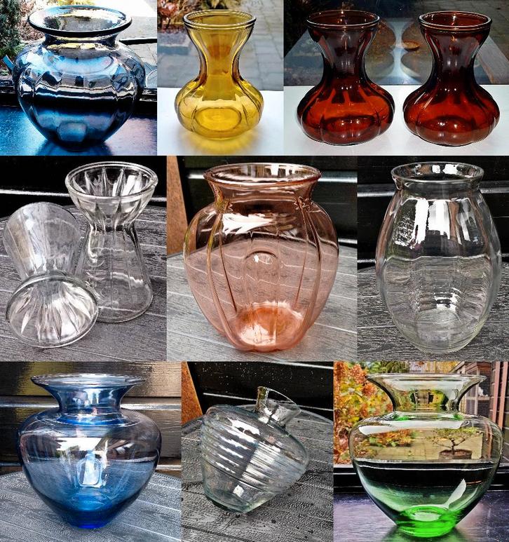 Div Antiek Copier Vaas / Vazen - oa Uranium Glas - Zie Omsch, Antiek en Kunst, Antiek | Glas en Kristal, Ophalen of Verzenden