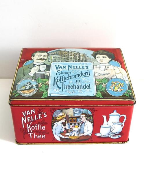 Vintage Van Nelle's koffiebranderij en Theehandel blik, Verzamelen, Blikken, Gebruikt, Koek(jes), Van Nelle, Ophalen of Verzenden