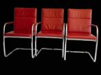 10 * Thonet S61 V  slede stoel rood leer met vloerglijder, Ophalen of Verzenden, Eén, Rood, Gebruikt