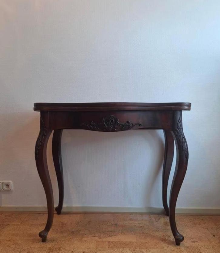 Biedermeier pokertafel houtsnijwerk antieke kaarttafel oud, Antiek en Kunst, Antiek | Meubels | Tafels, Ophalen