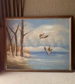 Vintage schilderij eenden in de winter, Antiek en Kunst, Kunst | Schilderijen | Klassiek, Ophalen of Verzenden