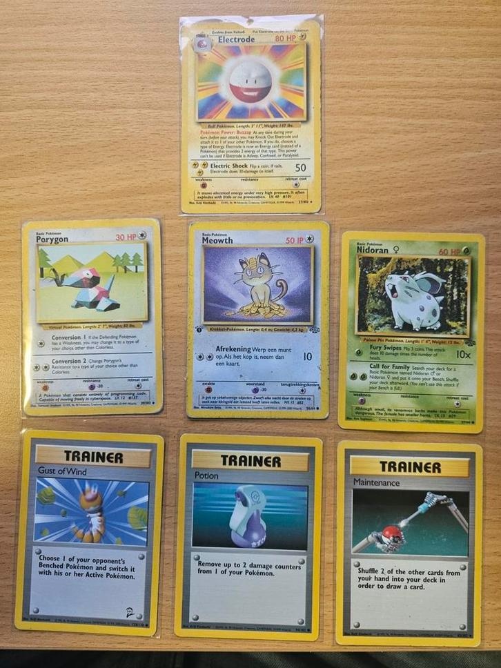 set van 7 oude pokemonkaarten, Hobby en Vrije tijd, Verzamelkaartspellen | Pokémon, Gebruikt, Meerdere kaarten, Ophalen of Verzenden