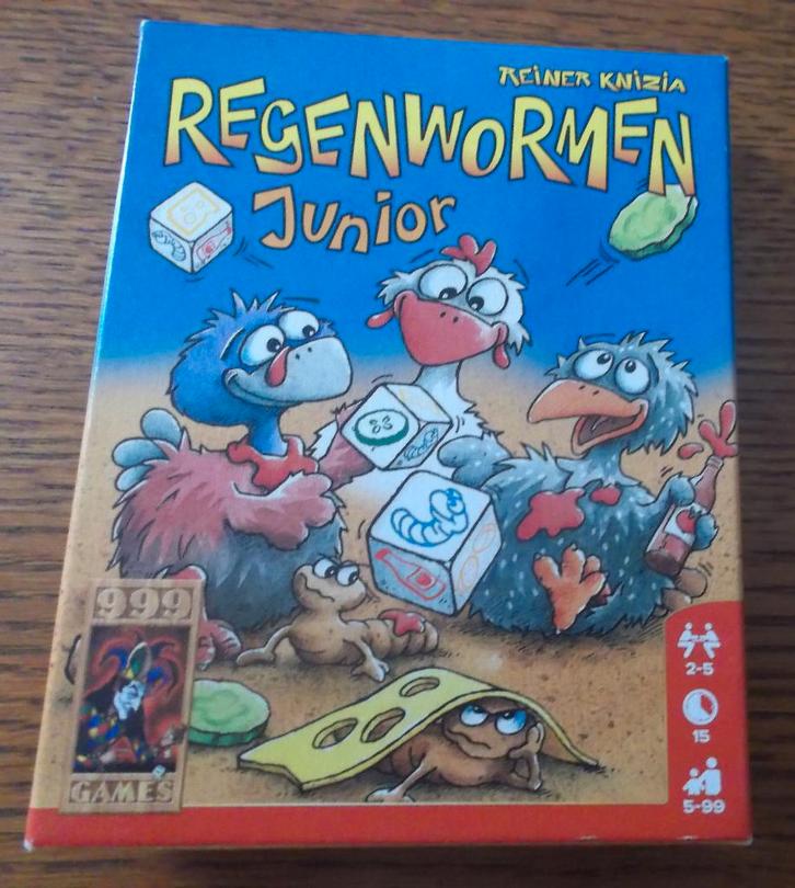 Regenwormen Junior / 999Games, Hobby en Vrije tijd, Gezelschapsspellen | Overige, Zo goed als nieuw, Een of twee spelers, Drie of vier spelers