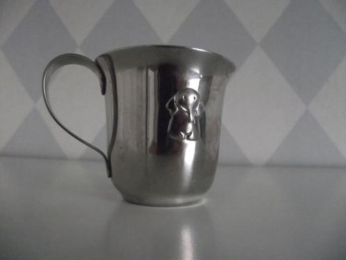 vintage Gero geboortebeker 7 cm RVS kinderbeker dieren 1970, Kinderen en Baby's, Babyvoeding en Toebehoren, Zo goed als nieuw