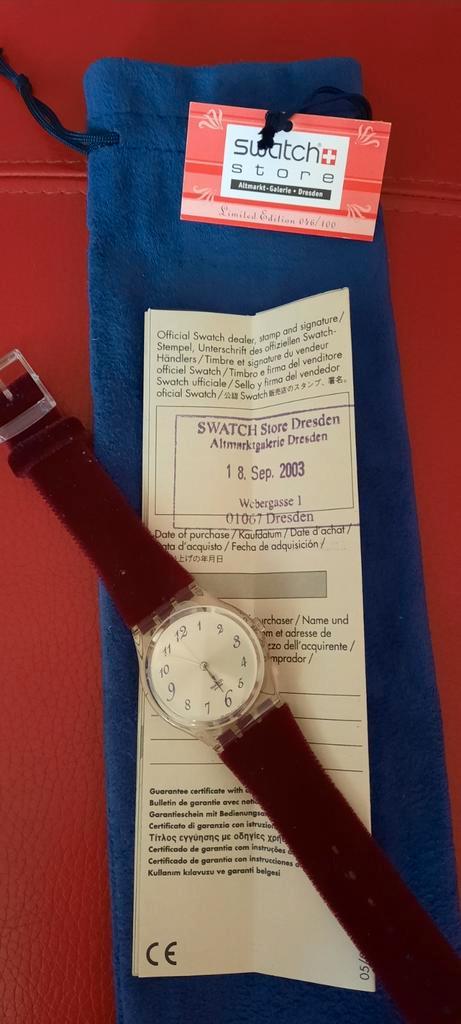 Swatch GE121 Frenzied Purple - Dresden special, Sieraden, Tassen en Uiterlijk, Horloges | Dames, Zo goed als nieuw, Swatch, Ophalen of Verzenden