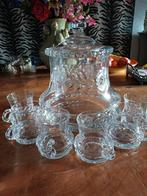 Kristallen punch bowl set met 6 glazen, Ophalen