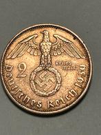 2 reichsmark 1939 Duitsland WO2 zilver met mooie patina., Verzenden