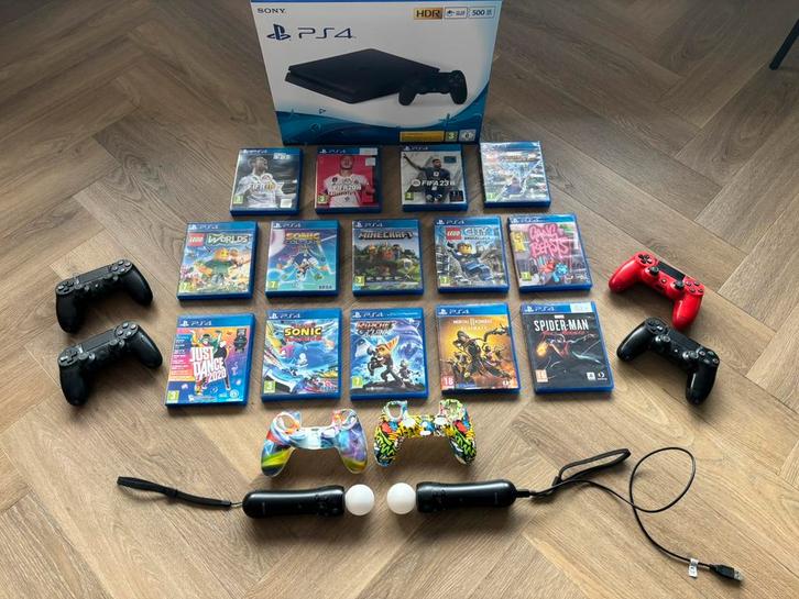 2 Playstations 4 incl. spellen, diverse (motion) controllers, Spelcomputers en Games, Spelcomputers | Nintendo Wii, Zo goed als nieuw