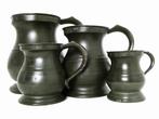 4 Tinnen maatkannen James Yates ca. 1830 ijktekens maatkan, Antiek en Kunst, Antiek | Tin, Ophalen of Verzenden