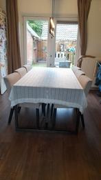 Robuuste eettafel van oude bielzen, Huis en Inrichting, Gebruikt, 100 tot 150 cm, Ophalen of Verzenden, Vijf personen of meer