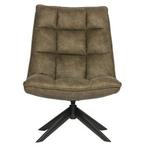 WOOOD Jouke Groene Draaifauteuil Leerlook, Ophalen, Zo goed als nieuw, Stof, 75 tot 100 cm