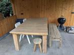 Houten eettafel + bank, Huis en Inrichting, Tafels | Eettafels, Ophalen, Gebruikt, 100 tot 150 cm, Hout