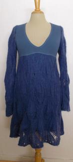 Knitwear jurkje van Italiaanse designer Lorella Signorino! M, Blauw, Knielengte, Maat 38/40 (M), Zo goed als nieuw