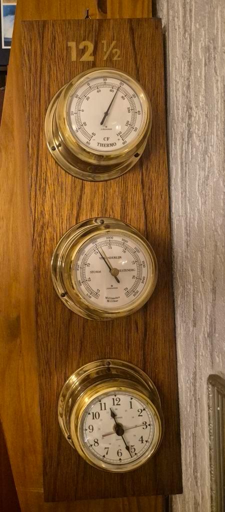 Junghans Scheepsklok Set - Thermometer, Barometer, Klok, Huis en Inrichting, Woonaccessoires | Klokken, Gebruikt, Overige typen