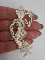 Zilveren prachtige grote filigrain broche nr.1912, Sieraden, Tassen en Uiterlijk, Antieke sieraden, Verzenden, Zilver, Broche